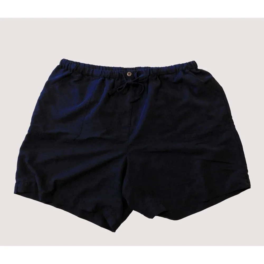 Caribbean Joe Shorts Womens 2X Navy Blue Drawstring Vacation Beachwear Rayon - Picture 1 of 7